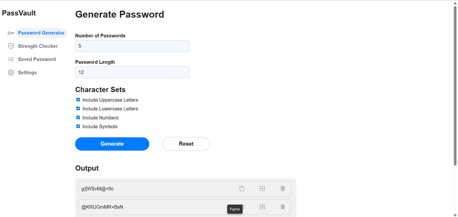 Passvault project screenshot